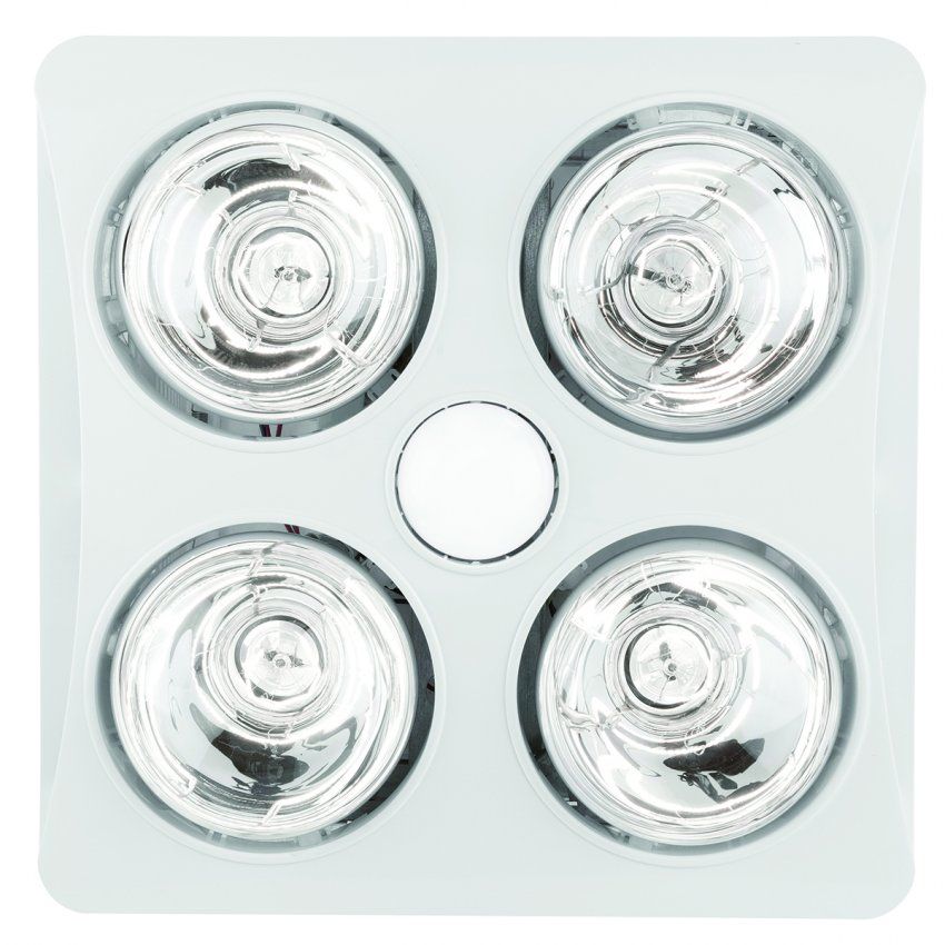 Brilliant 3 In 1 NEWTON Bathroom Heater Lamp Light & Exhaust Fan With 4 Heat & 1 LED Light & Complete Ducting Kit White