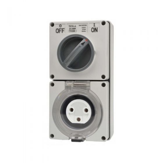 Tesla 3 round pin 32A IP56 Combination Switched Socket Outlet