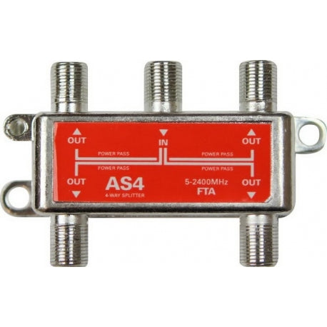aDigitaLife 4 Way Tv Splitter 5-2400Mhz Power Pass A Class