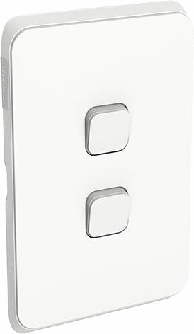 Clipsal 10 Amp 2 Gang ICONIC Vertical Internal Rocker Switch Vivid White