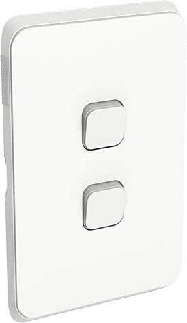 Clipsal 10 Amp 2 Gang ICONIC Vertical Internal Rocker Switch Vivid White