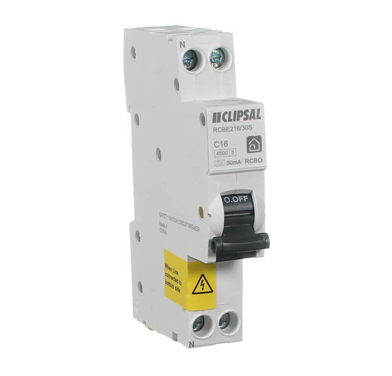 Clipsal Miniature Circuit Breaker & Residual Current Device MCB/RCD RCBO C Curve 1 Pole 4.5kA 30mA