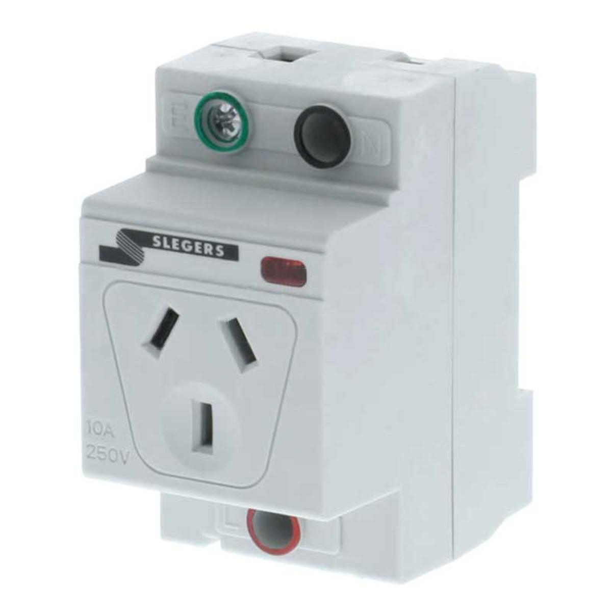Zoom SGPODIN10A 14576 Slegers 10 Amp 3 Pin Din Mounted Single Socket Double Pole White
