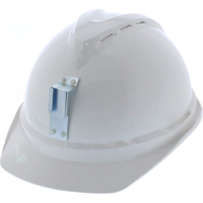 MSA V-GARD 500 Hard Hat With 6 Point PUSH-KEY Suspension & Metal Lamp Bracket White