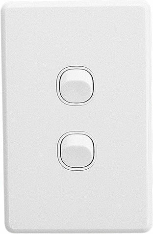 Clipsal 10 Amp CLASSIC C2000 2 Gang Vertical Internal Rocker Switch White