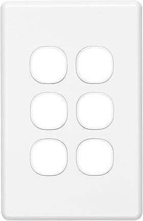 Clipsal 6 Gang CLASSIC C2000 Grid Plate & Surround Standard Cover White