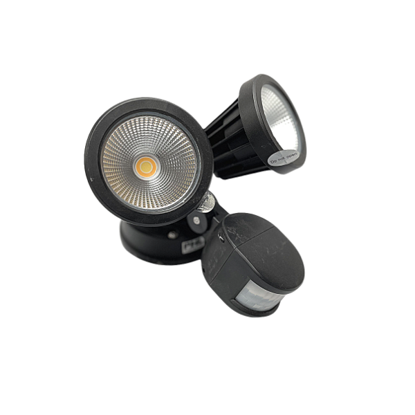 LED Double Exterior Light PIR Sensor Black