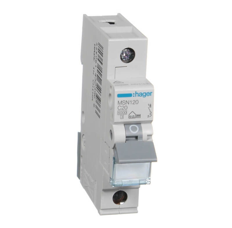 Hager Miniature Circuit Breaker MCB C Curve 1 Pole 6kA