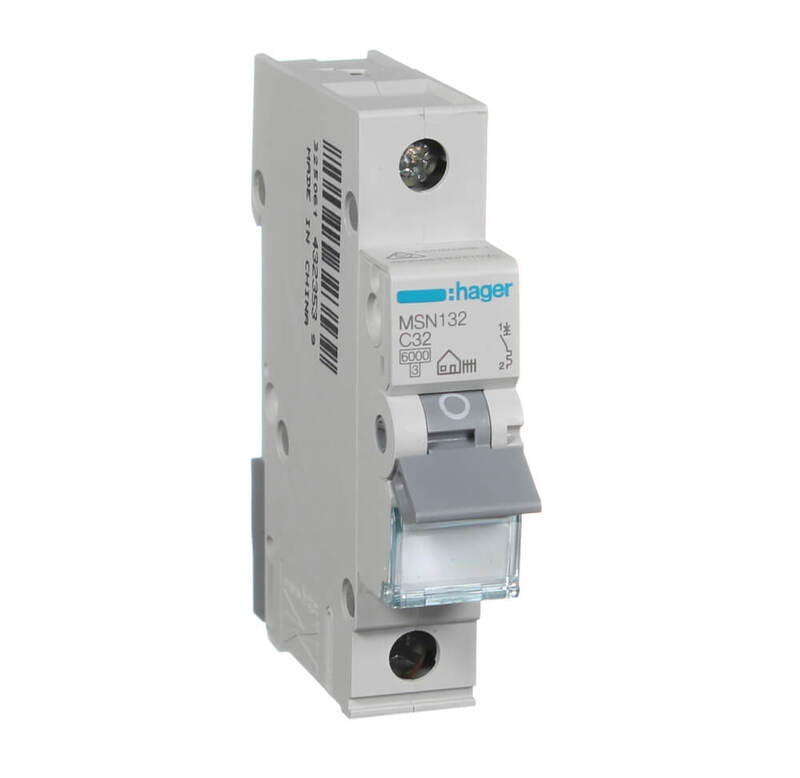 Hager Miniature Circuit Breaker MCB C Curve 1 Pole 6kA