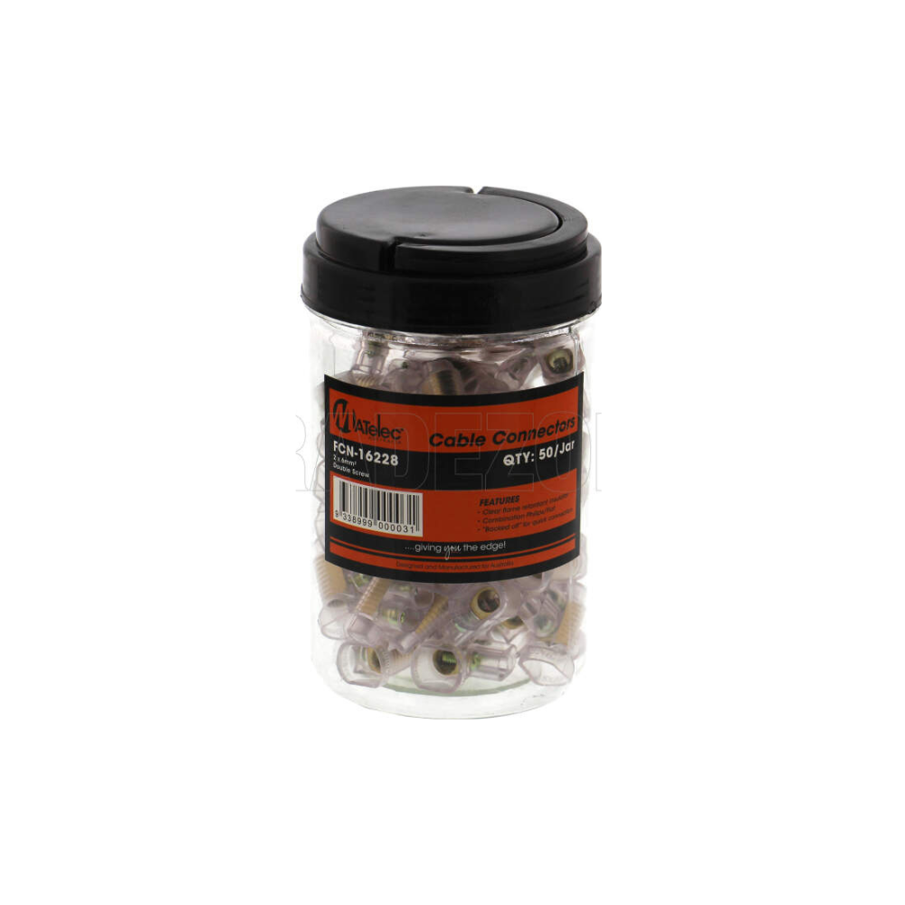 Matelec 2 x 6mm Double Cable Screw BP Connector Jar Of 50