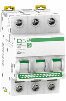 Clipsal MAX9 Miniature Ciruit Breaker C Curve 3 Pole 6kA