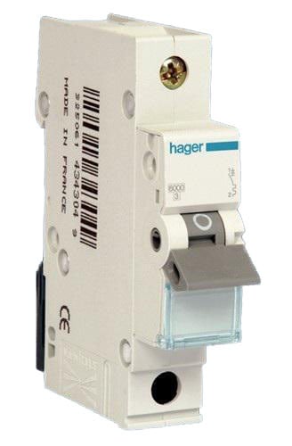 Hager Miniature Circuit Breaker MCB C Curve 1 Pole 6kA
