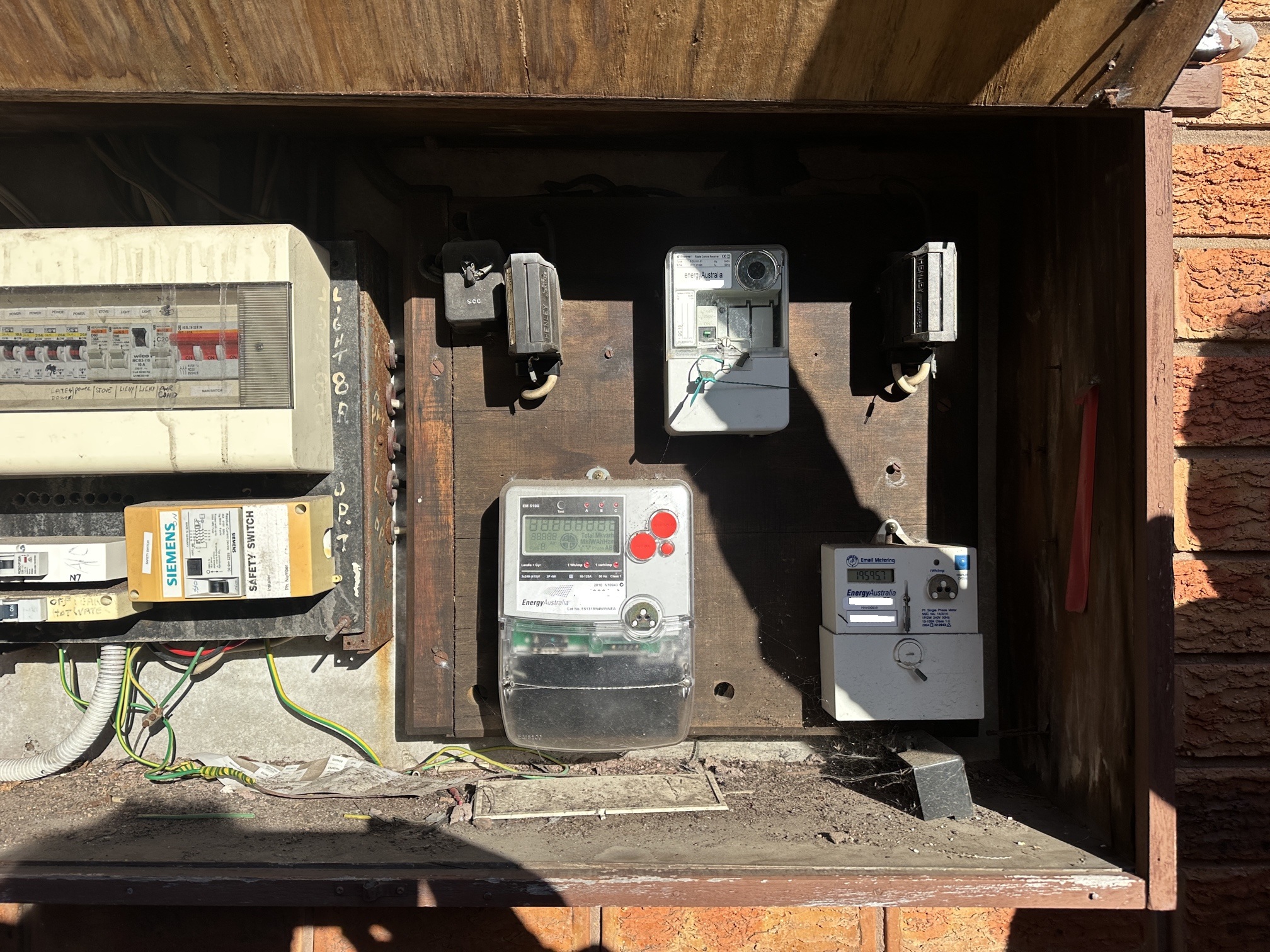 Old or damaged wiring before repair